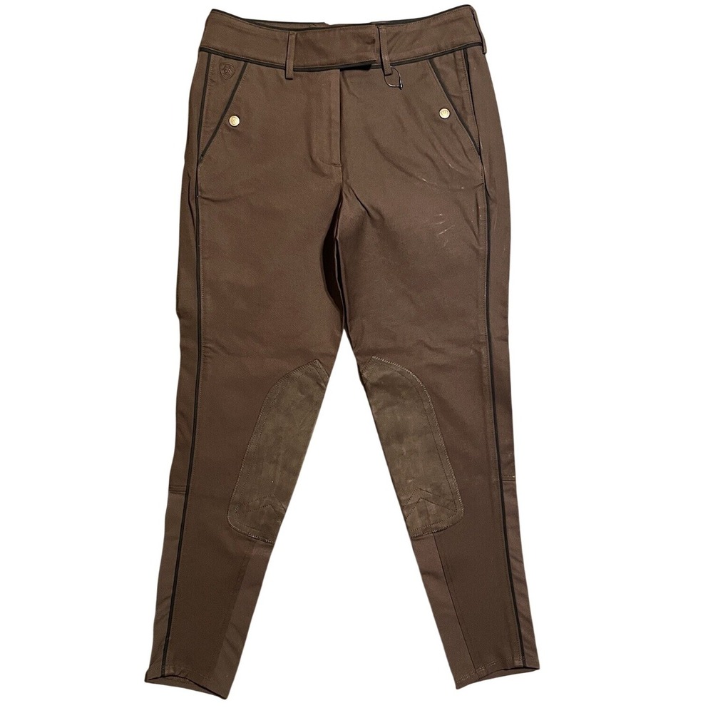 Ariat Equestrian Riding Pants Women's 26L Brown All Circuit Embroidered‎ Capri